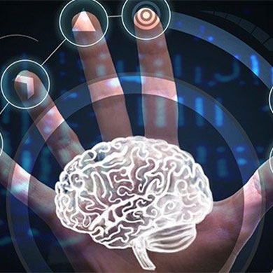 high tech hand on brain scan