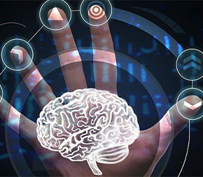 high tech hand on brain scan