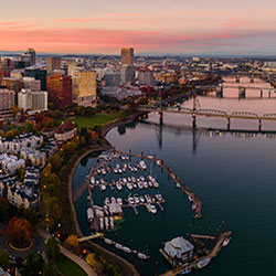 downtown portland at sunset