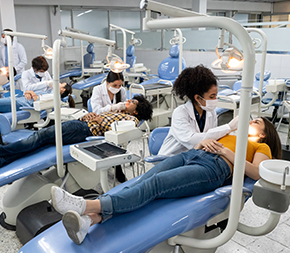 dental students practice in school