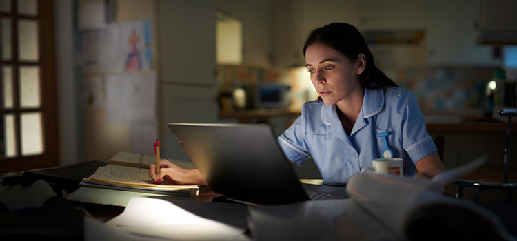healthcare student studying for certification exam