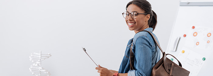 woman researching college programs