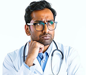 pensive healthcare administrator pondering ethical questions