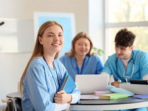 medical assistant students study together