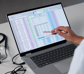 laptop screen with medical coding being audited